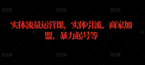 实体流量运营课，实体引流、商家加盟、暴力起号等-创浪聊项目