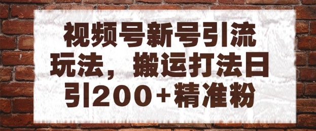 视频号新号引流玩法，搬运打法日引200+精准粉，可矩阵放大【揭秘】-创浪聊项目