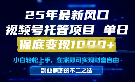 25年最新风口，视频号托管项目，单日保底变现1k+，手把手教学【揭秘】-铁峰聊项目