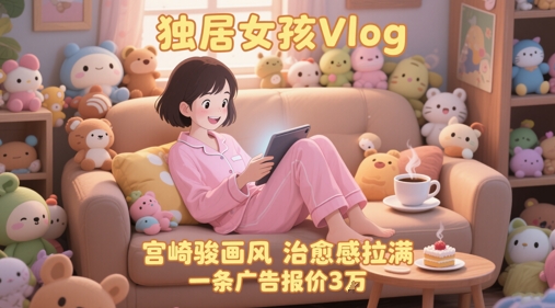 单个账号涨粉71W！用AI制作独居女孩Vlog，宫崎骏画风，治愈感拉满，一条广告报价3W-铁峰聊项目