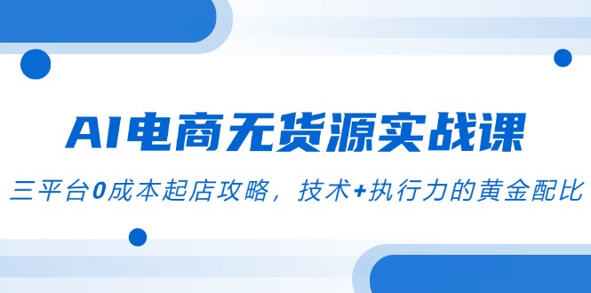 AI电商无货源实战课，三平台0成本起店攻略，技术+执行力的黄金配比-创浪聊项目