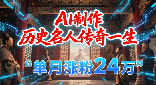暴力起号！用AI制作历史名人传奇一生，单月涨粉24W，涨粉+变现赛道黑马来了-创浪聊项目