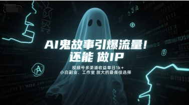 AI鬼故事引爆流量，还能做IP，视频号多渠道收益单日1k+，小白副业、工作室放大的最佳选择-创浪聊项目