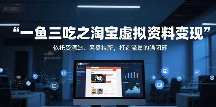 一鱼三吃之淘宝虚拟资料变现，依托资源站、网盘拉新，打造流量的强闭环-创浪聊项目