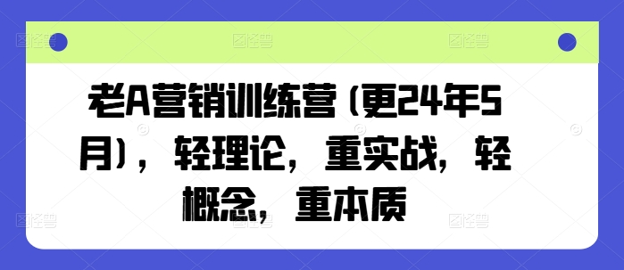 老A营销训练营(更25年6月)，轻理论，重实战，轻概念，重本质-创浪聊项目