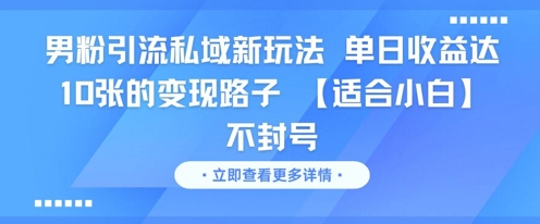 男粉引流私域新玩法，单日收益达10张的变现路子 【适合小白】不封号-创浪聊项目