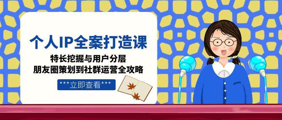 个人IP全案打造课，特长挖掘与用户分层，朋友圈策划到社群运营全攻略-创浪聊项目