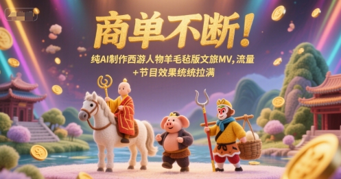 商单不断！纯AI制作西游人物羊毛毡版文旅MV，流量+节目效果统统拉满-创浪聊项目