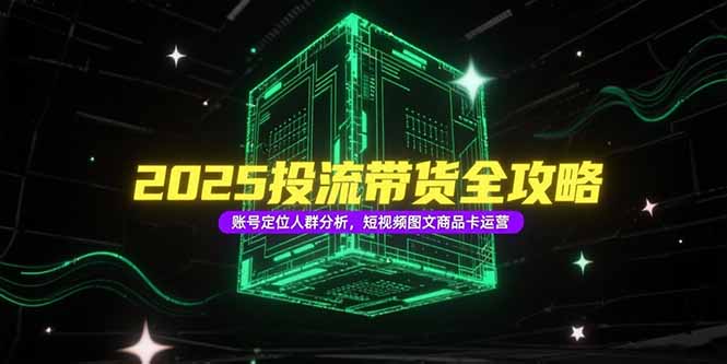 2025投流带货全攻略，账号定位人群分析，短视频图文商品卡运营-创浪聊项目