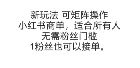 可矩阵操作，小红书商单新玩法，适合所有人，无需粉丝门槛，1粉丝也可以接单-创浪聊项目