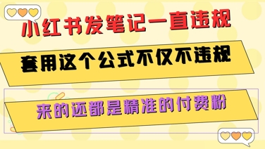 小红书发笔记一直违规，套用这个公式不仅不违规，来的还都是精准的付费粉-创浪聊项目