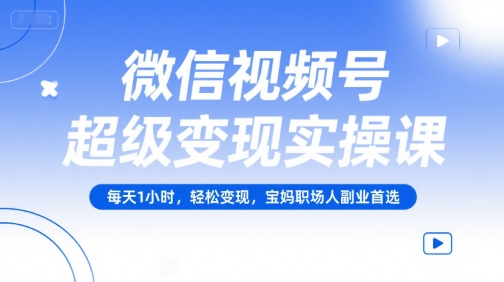 微信视频号超级变现实操课，每天1小时，轻松变现，宝妈职场人副业首选-创浪聊项目