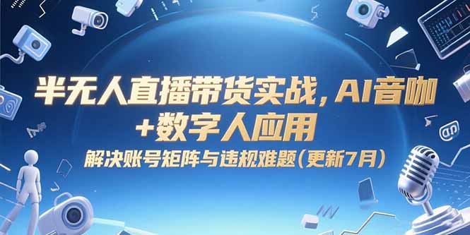 半无人直播带货实战，AI音咖+数字人应用 解决账号矩阵与违规难题(更新7月-创浪聊项目
