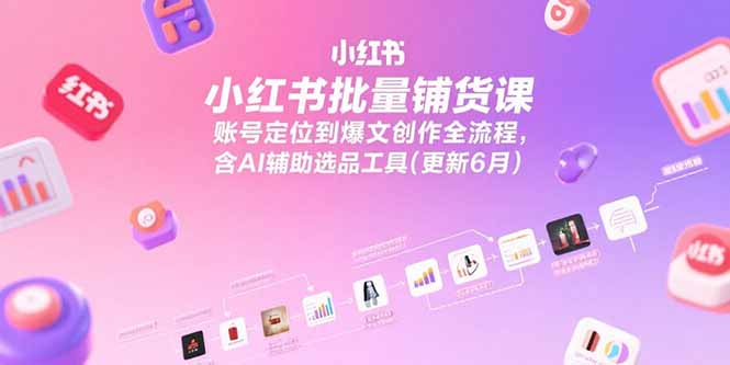 小红书批量铺货课，账号定位到爆文创作全流程，含AI辅助选品工具(更新6月-创浪聊项目