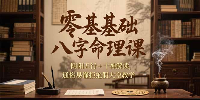 零基础八字命理课，阴阳五行+十神解读，通俗易懂拒绝假大空教学-创浪聊项目