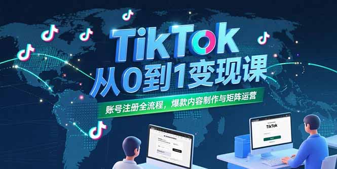 TikTok从0到1变现课，账号注册全流程，爆款内容制作与矩阵运营-创浪聊项目