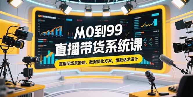 从0到99直播带货系统课，直播间场景搭建，数据优化方案，爆款话术设计-创浪聊项目