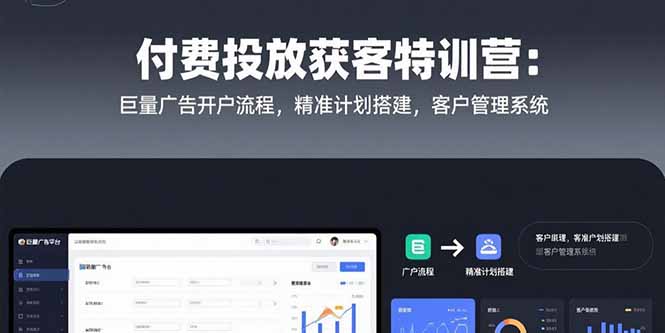 付费投放获客特训营：巨量广告开户流程，精准计划搭建，客户管理系统-创浪聊项目