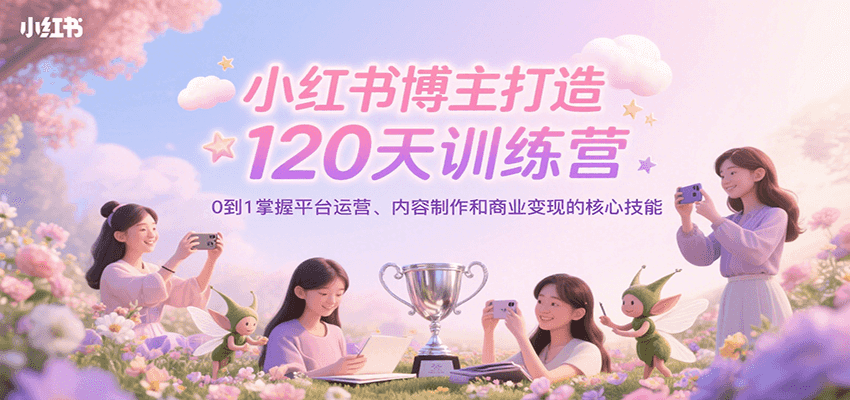 小红书博主打造120天训练营，0到1掌握平台运营、内容制作和商业变现-创浪聊项目