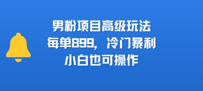 男粉项目高级玩法，每单899，冷门暴利，小白也可操作-创浪聊项目